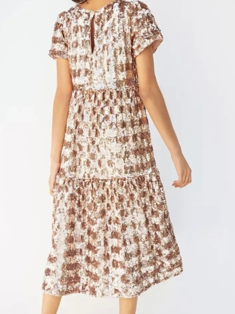 Anthropologie Maeve Rose Gold Sequin Midi Dress - Picture 7 of 9
